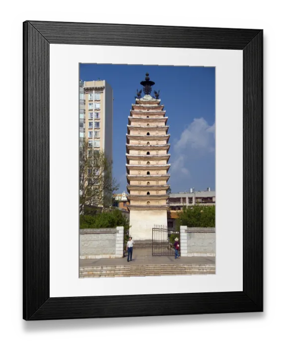 Framed Print : The Bai-style Xisi Ta or West Pagoda dates originally from the Tang Dynasty (618 - 907)
