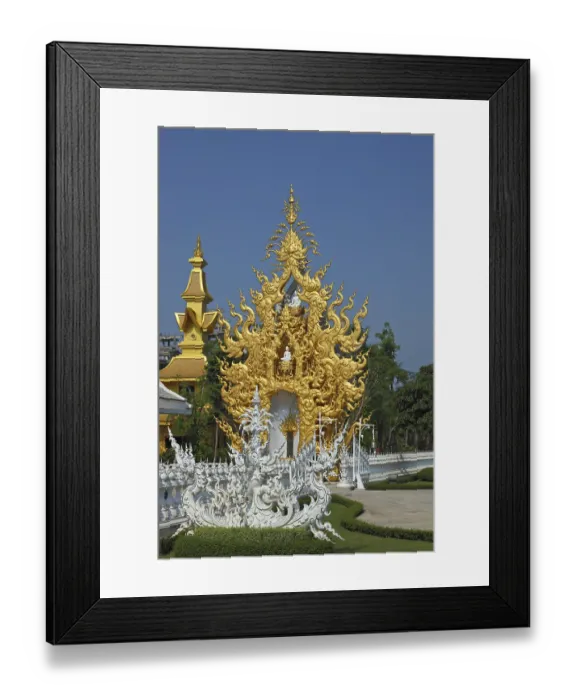 Framed Print : Separate chapel with statues of the Buddha