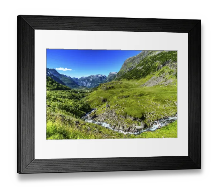 Framed Print : Impressive nature on the pass road to Geiranger in Norway in the summertime