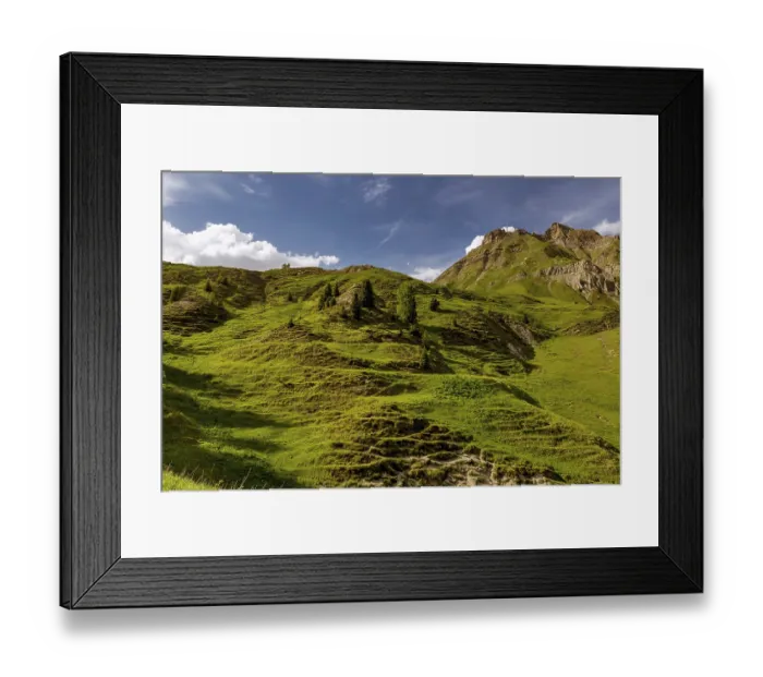 Framed Print : Summer evening Dolomite mountain peak in Passo di Rolle