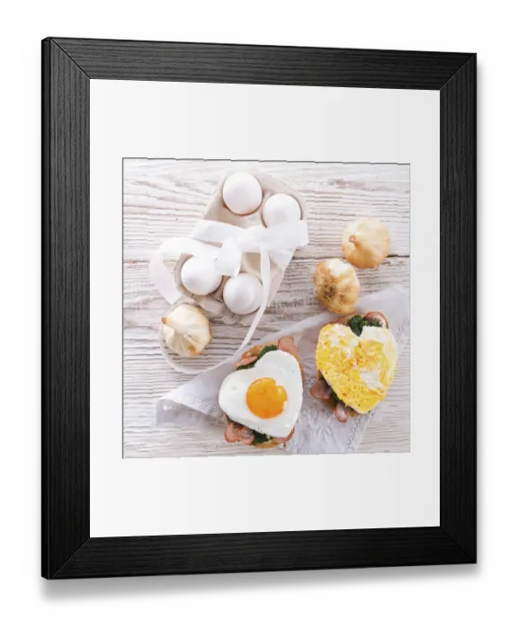 Framed Print : Bread au gratin with fried egg and spinach