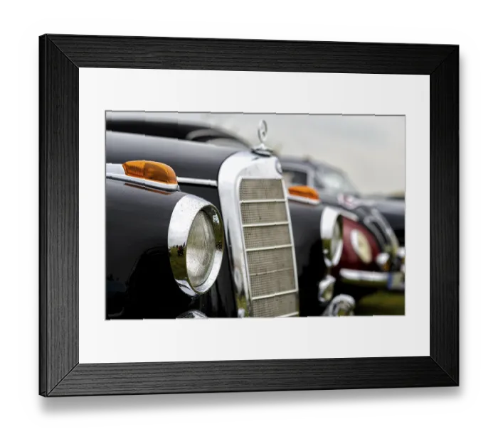 Framed Print : Details of a classic car in a museum