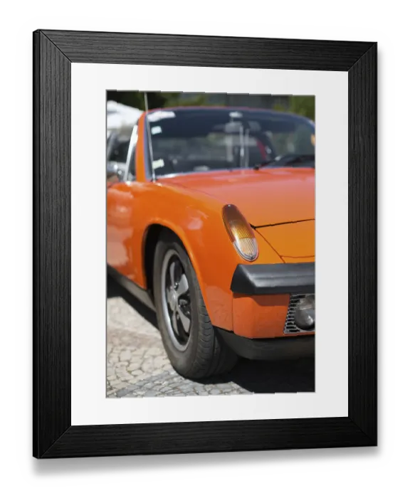 Framed Print : Close-up view of orange retro car headlight Framed Print : Close-up view of orange retro car headlight