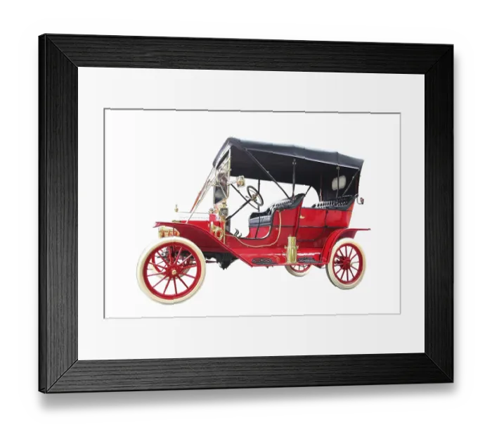 Framed Print : Luxury vintage car isolated on to white background