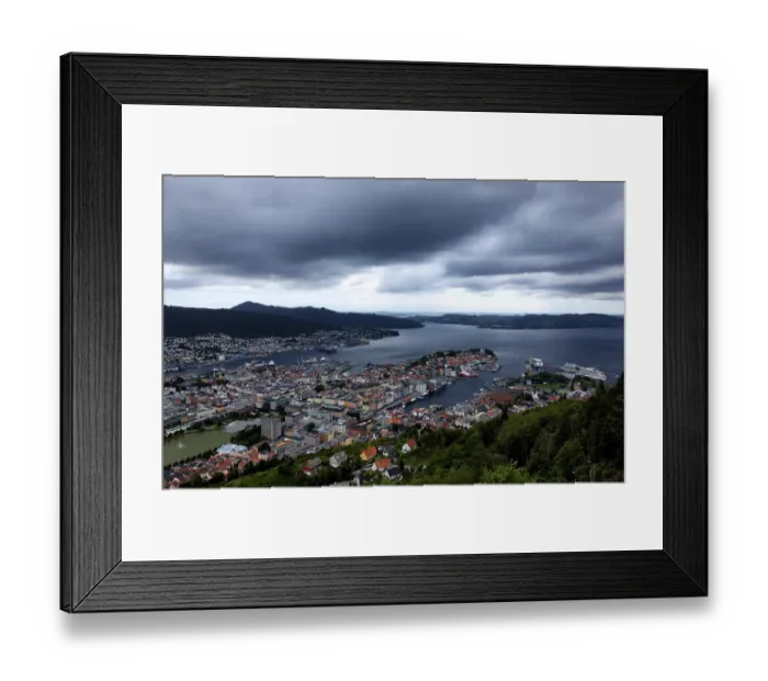 Framed Print : View of the city center of Bergen in Norway