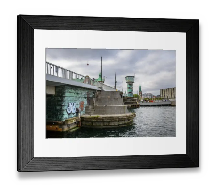 Framed Print : Long Bridge, Langebro, bascule bridge over the Inderhavnen