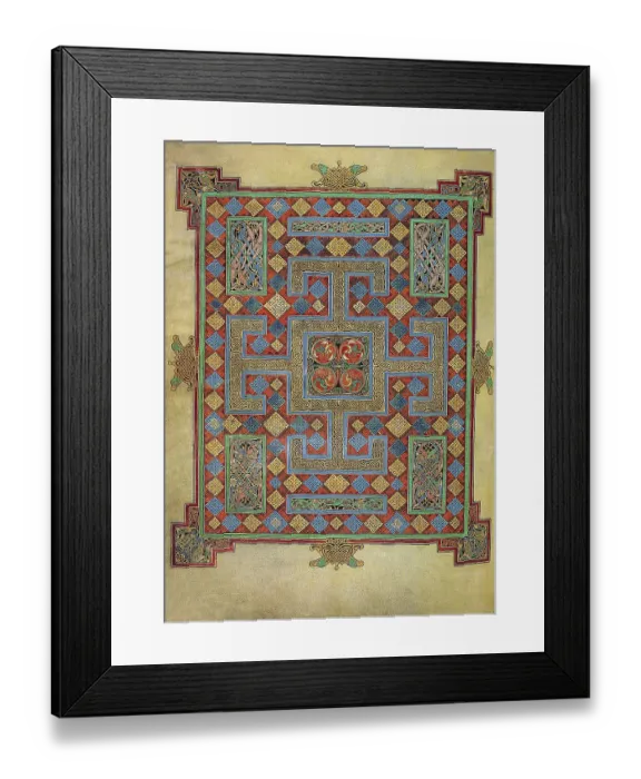 Framed Print : The Lindisfarne Gospels is an illuminated manuscript gospel book produced around the year 700 CE in a monastery