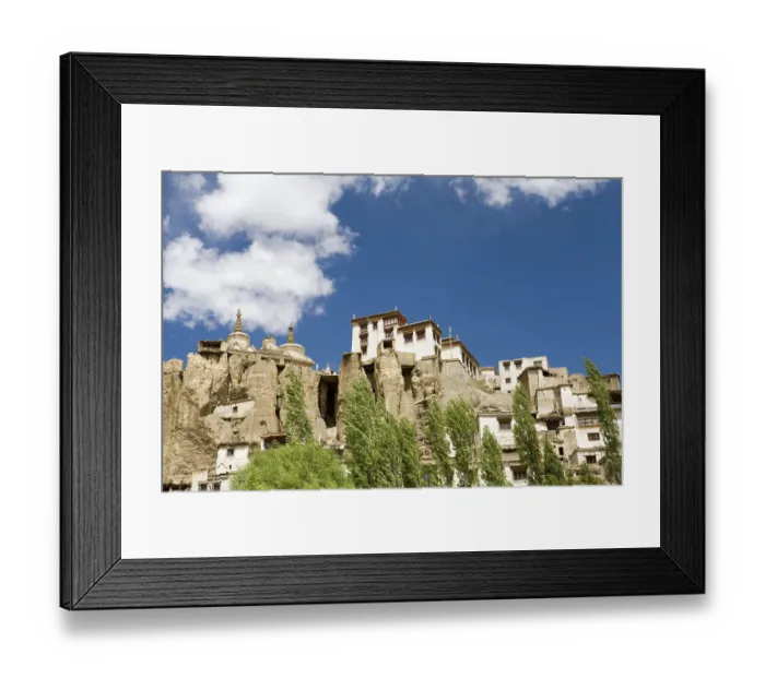 Framed Print : Lamayuru Buddhist Monastery rising above mass of eroded cliffs on Leh Kargil road