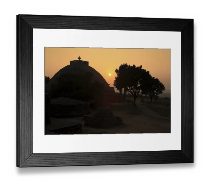 Framed Print : Sunset against Stupa 1 constructed by king Ashoka