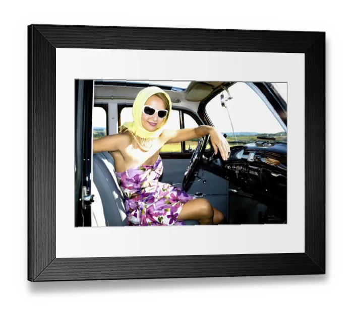 Framed Print : Girl in the Post-War classic car Mercedes Ponton 220SE Y