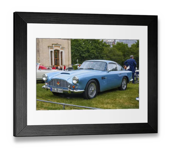 Framed Print : BADEN BADEN, Germany - JULY 2019: light blue ASTON MARTIN DB4 coupe 1958 1963 Framed Print : BADEN BADEN, Germany - JULY 2019: light blue ASTON MARTIN DB4 coupe 1958 1963