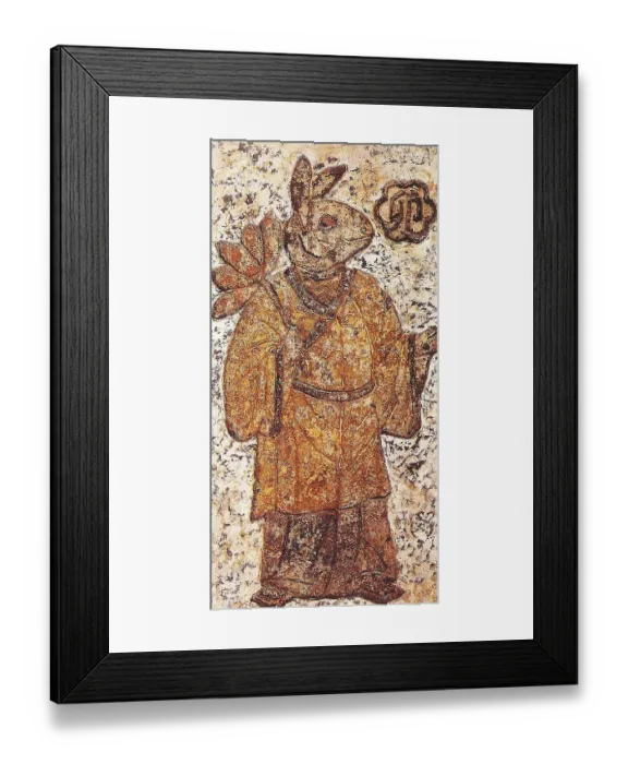 Framed Print : Painting on a ceramic tile from the Chinese Han Dynasty (202 BCE - 220 CE)