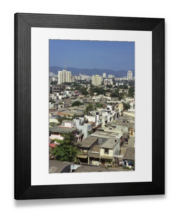 Framed Print : Aerial view of dense row houses & multi storied buildings Framed Print : Aerial view of dense row houses & multi storied buildings