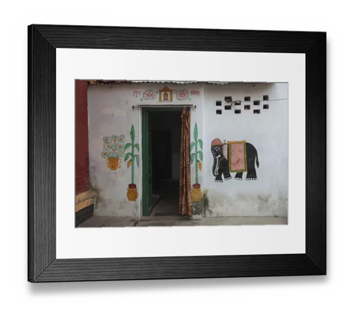 Framed Print : Painting on wall at Varanasi Uttar Pradesh India