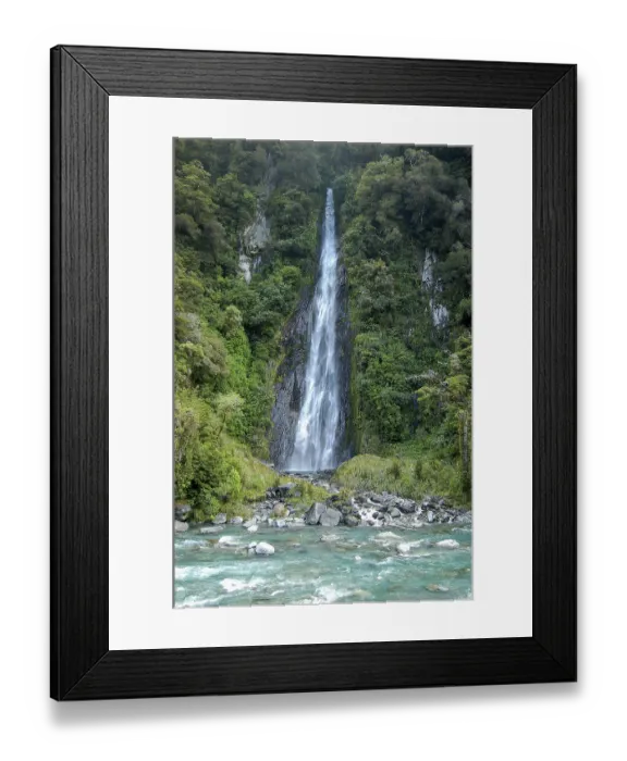 Framed Print : The 96-metre Thunder Creek Falls in the Mt Aspiring National Park Wanaka about 1-1 Framed Print : The 96-metre Thunder Creek Falls in the Mt Aspiring National Park Wanaka about 1-1
