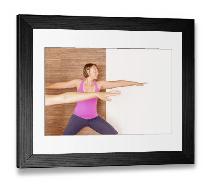 Framed Print : An image of a pretty woman doing yoga at home Framed Print : An image of a pretty woman doing yoga at home