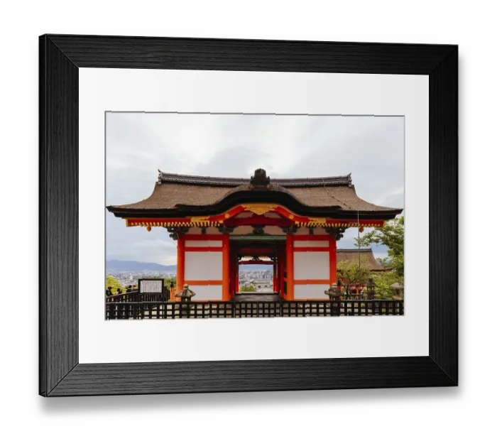 Framed Print : The iconic Kiyomizu-dera temple and mountain view on a sunny spring day in Kyoto Framed Print : The iconic Kiyomizu-dera temple and mountain view on a sunny spring day in Kyoto