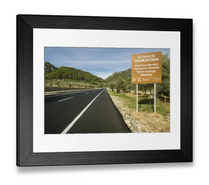 Framed Print : Sign advertising the Sierra de Tramuntana Natural Park
