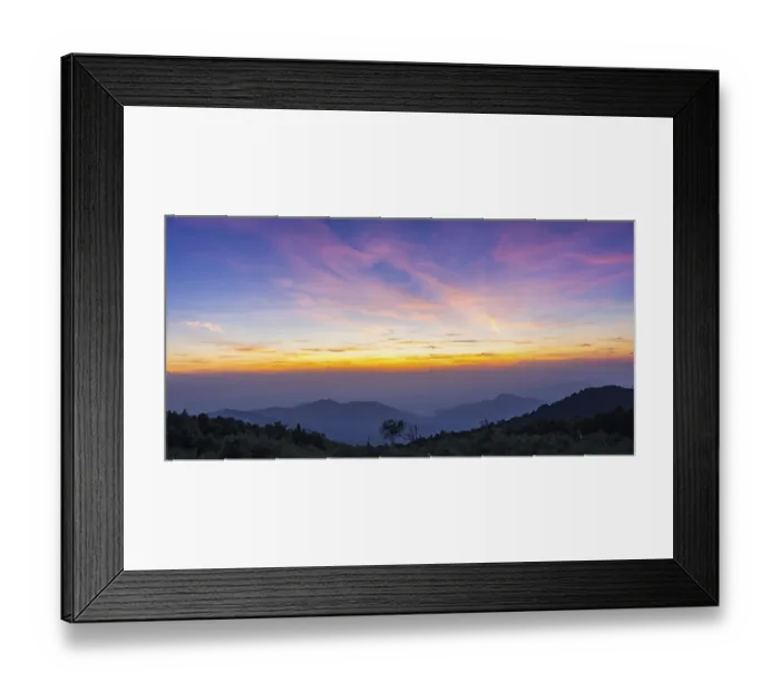 Framed Print : Awestruck by Twilight: Mountains Below Sunset Sky