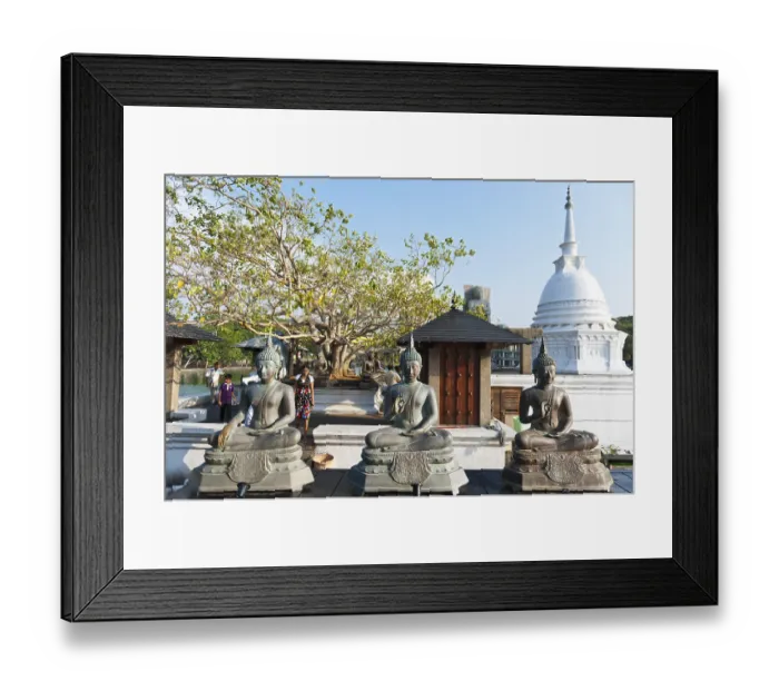 Framed Print : Buddha statues, back white Dagoba Framed Print : Buddha statues, back white Dagoba