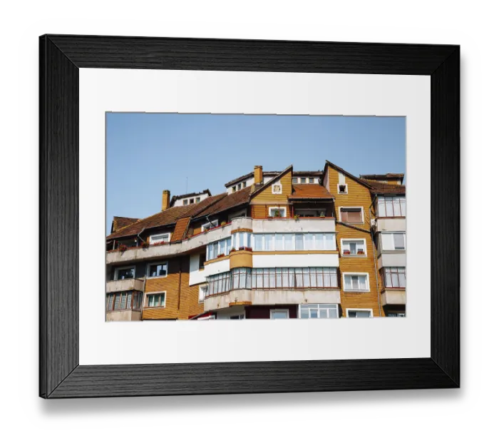 Framed Print : Old residential building exterior in Hunedoara