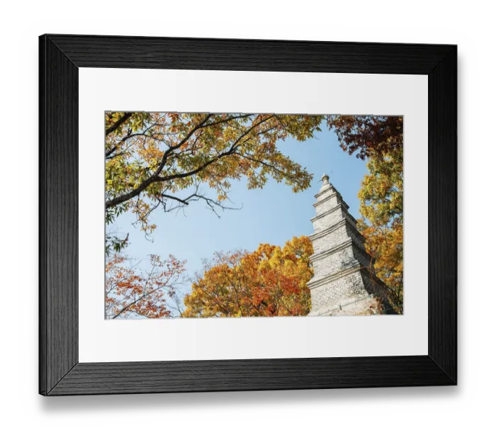 Framed Print : Silleuksa Temple stone tower with autumn maple in Yeoju