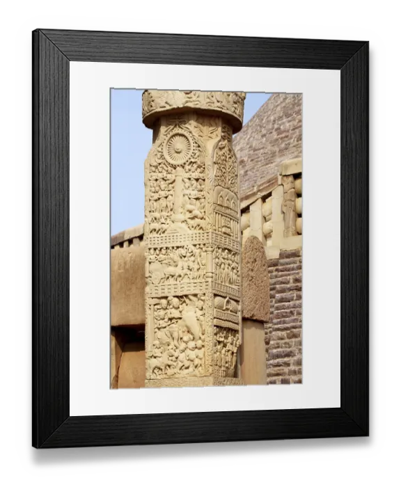 Framed Print : Details of South west pillar of south gateway of stupa 1