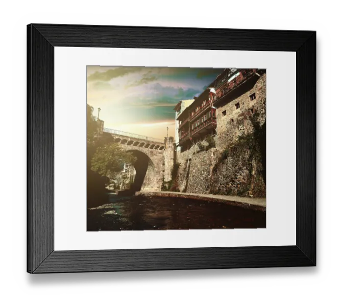 Framed Print : Potes river Quiviesa Deva a Cantabria village of Spain
