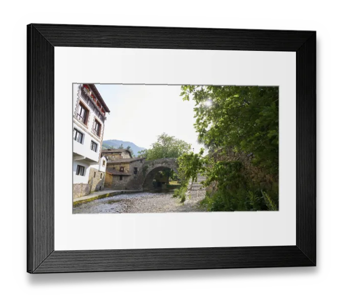 Framed Print : Potes river Quiviesa Deva a Cantabria village of Spain