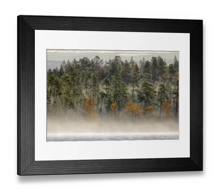 Framed Print : Gorgeous landscape. Charming magnetic river fog in early morning of autumn day