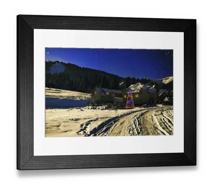 Framed Print : Winter camping in mountains, sunny frosty day