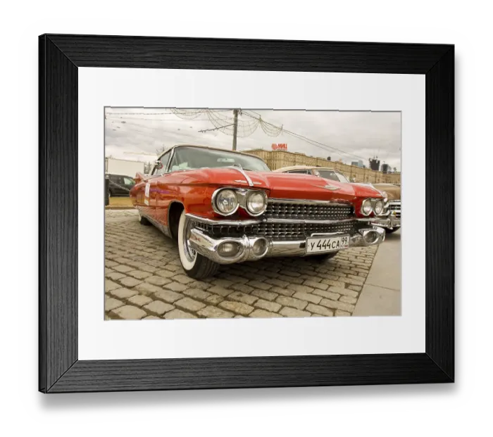 Framed Print : Retro cadillac on rally of classical cars on Poklonnaya hill