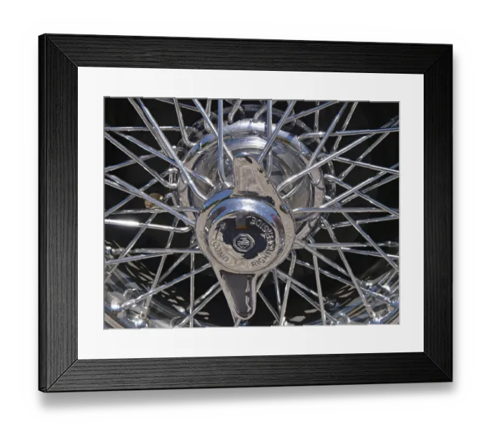 Framed Print : The classic vintage cars often had these spoked wheels