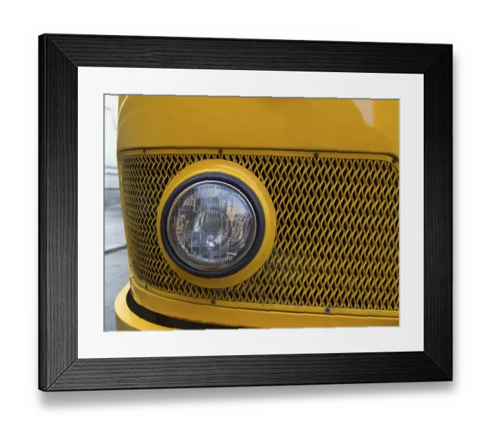 Framed Print : Headlight of a vintage car closeup from nostalgic past
