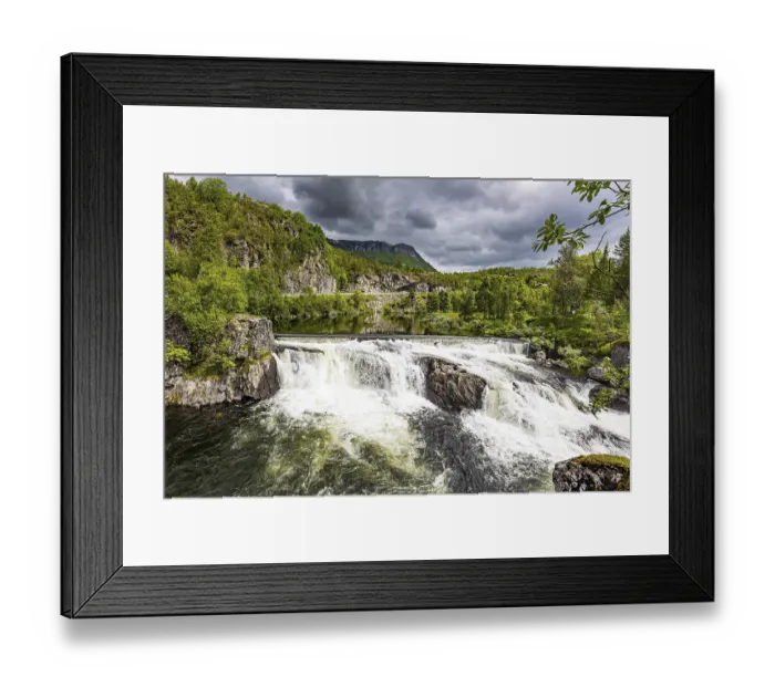 Framed Print : The western Norway. The seething waterfall - threshold on the river Bioreio