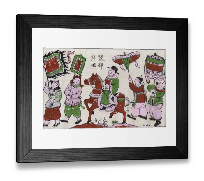 Framed Print : Dong Ho painting (Vietnamese: Tranh dong Hồ or Tranh lang Hồ)