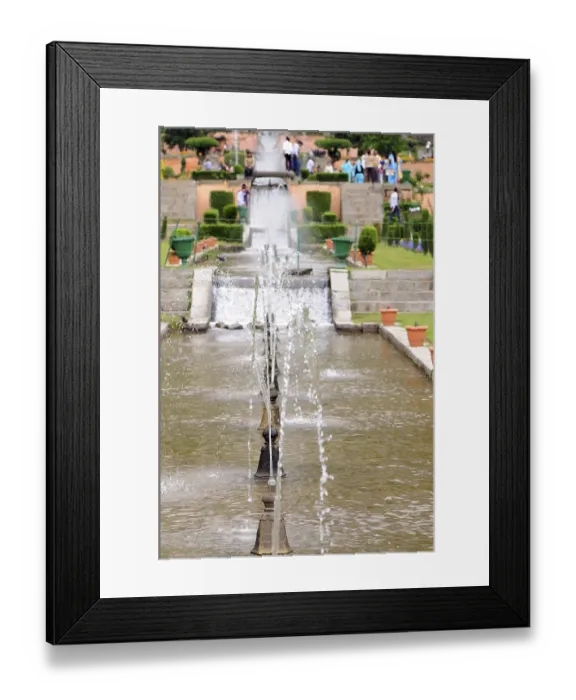 Framed Print : Fountains in mughal garden nishat bagh