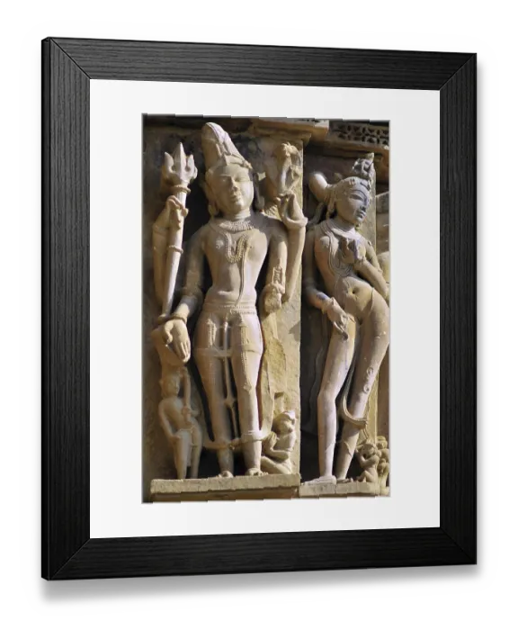 Framed Print : Shiva and apsara on wall of kandariya mahadeva temple Khajuraho madhya pradesh india