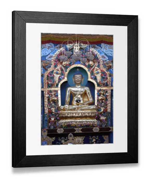 Framed Print : Statue of Budhushtrayamnni in biggest Namdroling monastery at Kushal nagar District Coorg