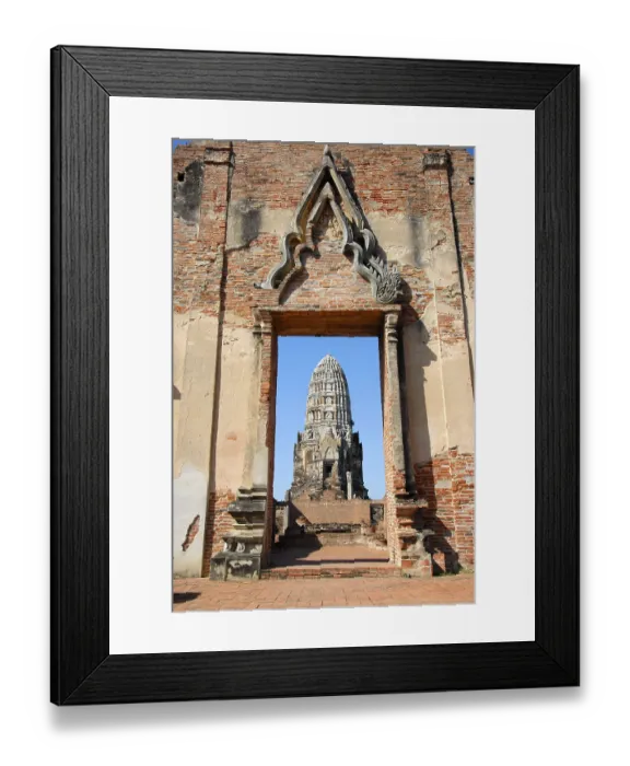Framed Print : Tower seen through a gate temple Wat Ratburana Ayutthaya Thailand