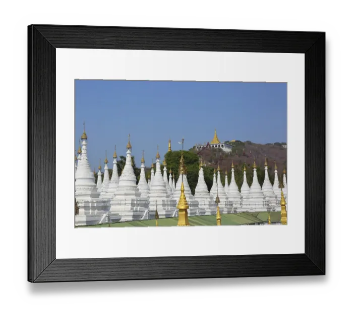 Framed Print : Large stupa forest of the Sandamuni Paya pagoda and Mandalay Hill