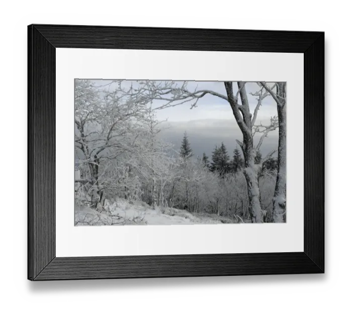 Framed Print : Winter landscape snow in the trees of rolling hills Kleiner Feldberg Taunus Hessia Germany