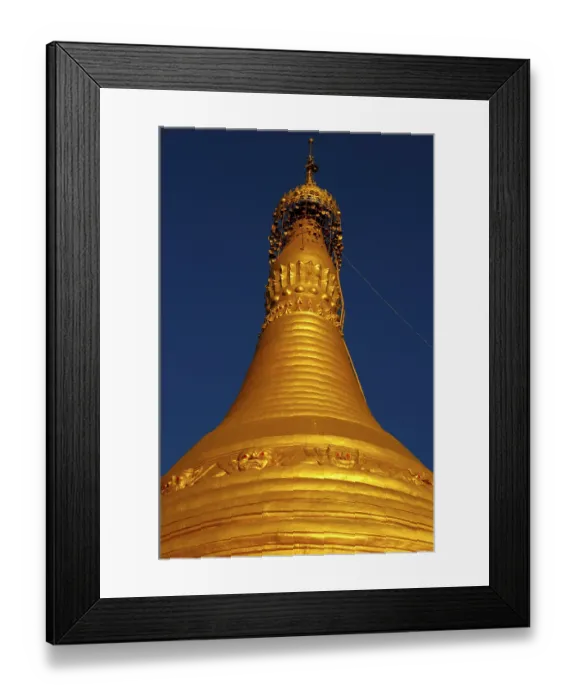 Framed Print : Top of big golden stupa Pindaya Shan State Burma