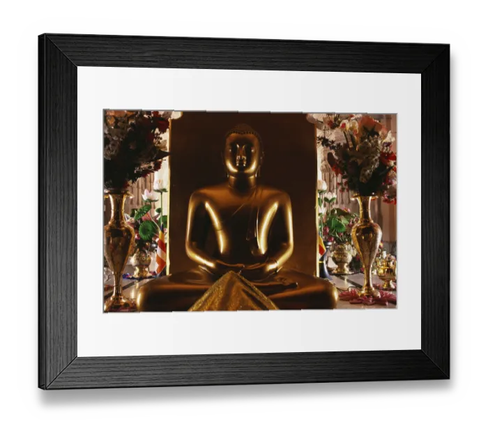 Framed Print : Golden acrylic statue of Buddha Framed Print : Golden acrylic statue of Buddha
