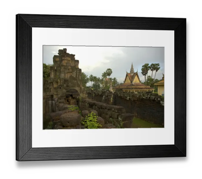 Framed Print : Old temple structures at monastery Wat Nokor Kompong Cham Cambodia