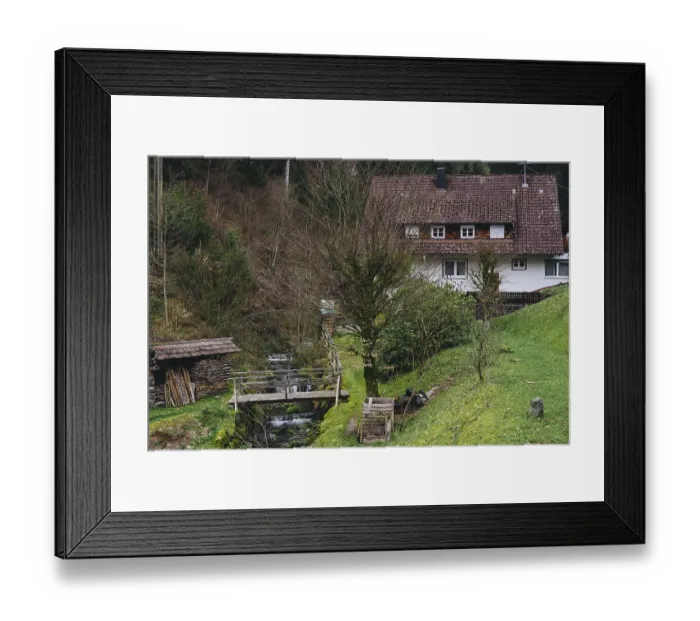 Framed Print : Panoramic view of beautiful mountain landscape in the Bavarian Alps with village of Berchtesgaden