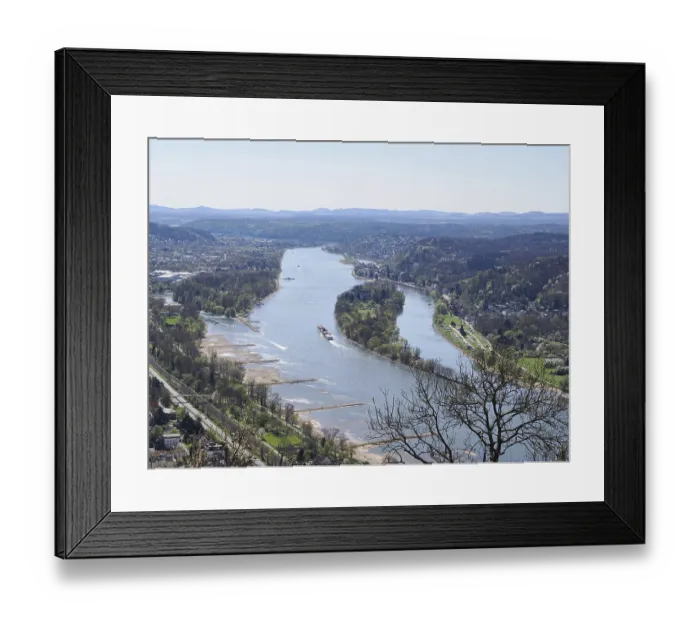 Framed Print : View from Drachenfels to an island on the Rhine