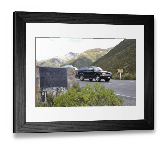 Framed Print : Signage at the highest point of the Arthurs Pass Road