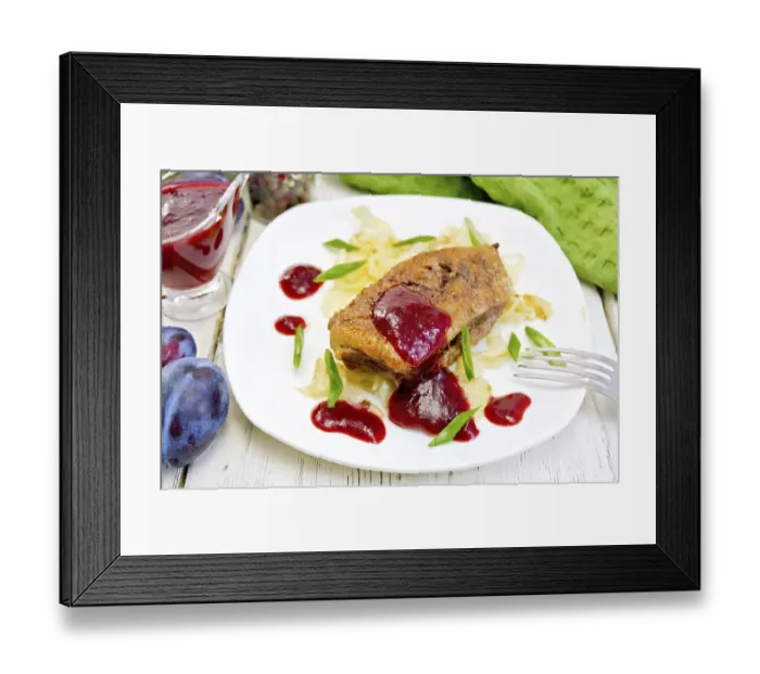 Framed Print : Whole roasted duck breast with stewed cabbage Framed Print : Whole roasted duck breast with stewed cabbage