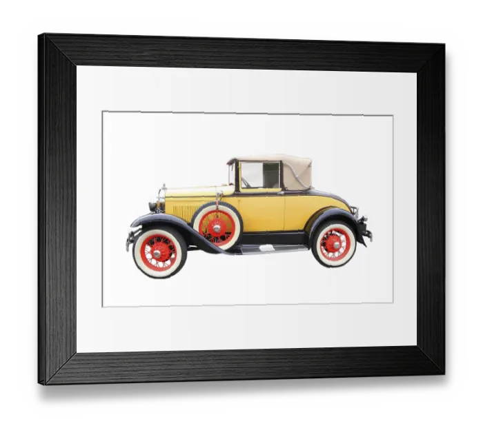 Framed Print : Luxury vintage car isolated on to white background